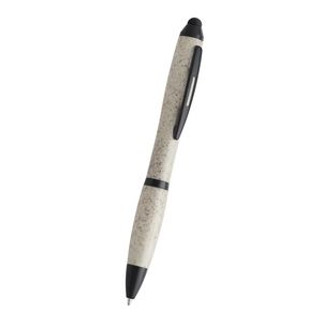 LIKA Rotary ball pen in wheat fiber and PP with black finishes - EgotierPro HW8025