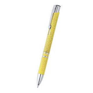 HAYEDO Push button pen made of wheat fibre and ABS with silver details - EgotierPro HW8030