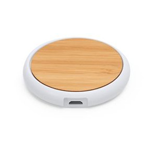 SOYUZ Wireless charger made with white ABS body and bamboo surface - EgotierPro IA3018