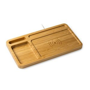 Stamina IA3024 - CORE Chargeur sans fil en bambou intégré dans le plateau de rangement