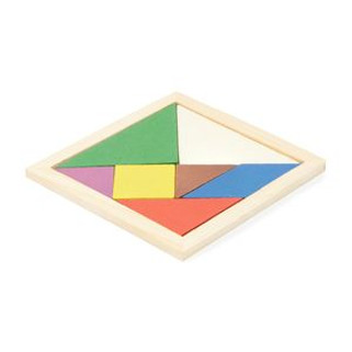 LEIS Tangram puzzle made of wood with 7 colour pieces - EgotierPro JU0111