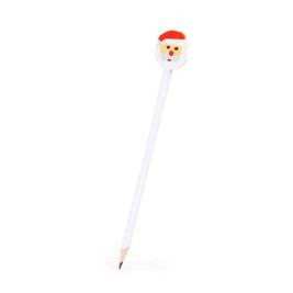 NUSS Round white wooden pencil with rubber available in three christmas designs - EgotierPro XM1303