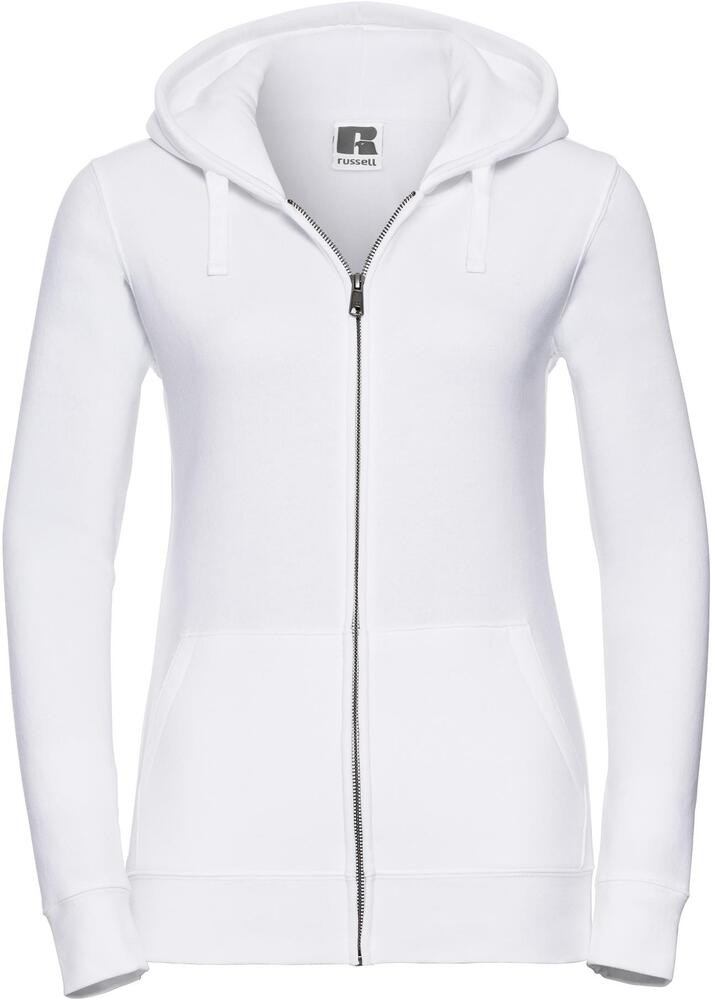 Russell R266F White Premium Ladies Full Zip Fleece Hooded Sweatshirt