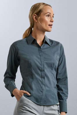 Russell Collection R924F - Ladies Fitted Easy Care Long Sleeve Poplin Shirt