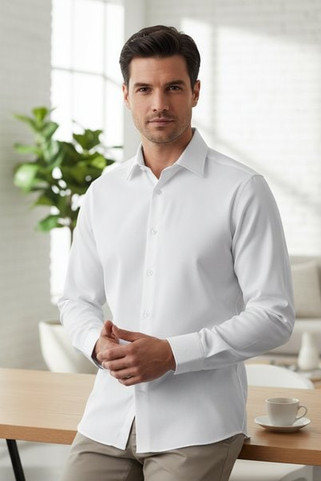 Russell Collection R958M - Luxurious Non-Iron Tailored Fit Twill Shirt for Men