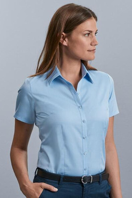 Russell Collection R963F - Elegant Herringbone Ladies Short Sleeve Shirt