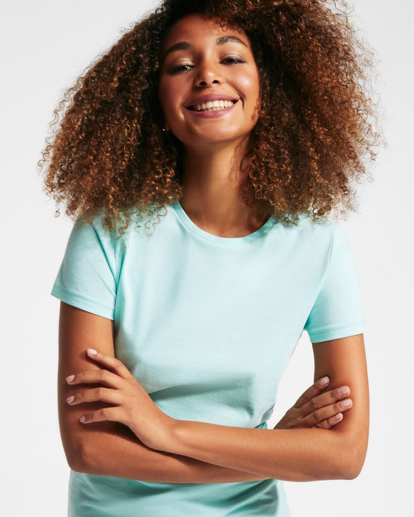 Roly CA6696 - T-shirt Femme Ajusté en Coton Bio à Manches Courtes