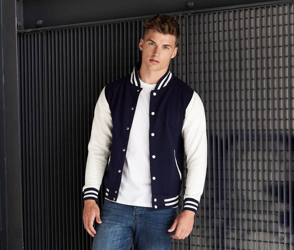 AWDIS JH043 - Moletom Estilo Baseball com Detalhes Modernos