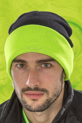 Result RC930X - Recycled acrylic beanie with contrast flap