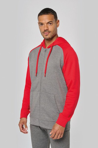 PROACT PA380 - Unisex two-tone zipped hooded fleece jacket