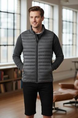 2786 TS038 - Lightweight Melange Quilted Gilet with Zip Pockets