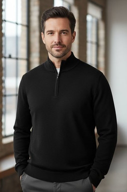 ASQUITH AND FOX AQ048 - Mens Premium Cotton Blend Quarter Zip Sweater