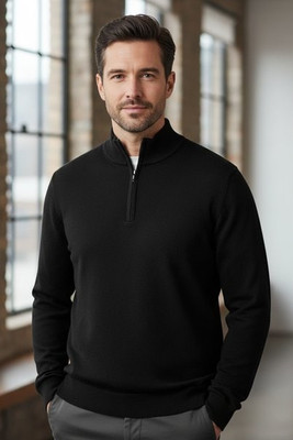 ASQUITH AND FOX AQ048 - Men's Premium Cotton Blend Quarter Zip Sweater