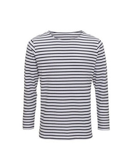 ASQUITH AND FOX AQ070 - Mens Coastal Striped Long Sleeve Cotton Tee