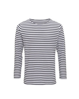 ASQUITH AND FOX AQ070 - Men's Coastal Striped Long Sleeve Cotton Tee