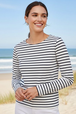 ASQUITH AND FOX AQ071 - LADIES MARINIERE COASTAL LONG SLEEVE TEE