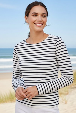 ASQUITH AND FOX AQ071 - LADIES MARINIERE COASTAL LONG SLEEVE TEE