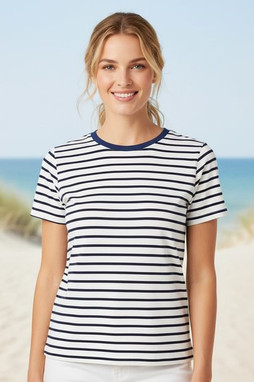 ASQUITH AND FOX AQ073 - Womens Coastal Striped Short Sleeve Cotton Tee