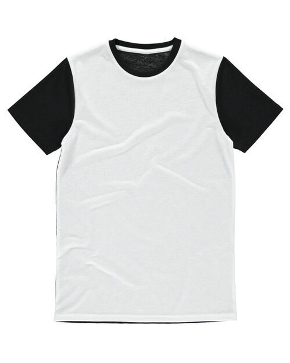 Vanilla VAN103 - Men's Dual Fabric White Panel T-Shirt