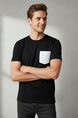 Vanilla VAN105 - Men's Cotton Tee with Polyester Pocket