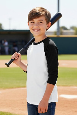 Vanilla VAN404 - Kids Long Sleeve Baseball Tee with Polyester Blend