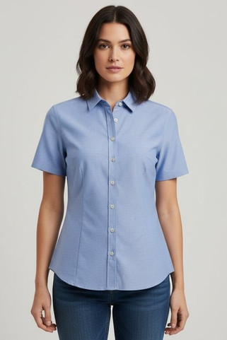Henbury H518 - Womens Wrinkle Resistant Oxford Shirt with Short Sleeves