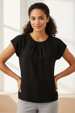 Henbury H597 - Womens Quick-Dry Pleated Short Sleeve Blouse