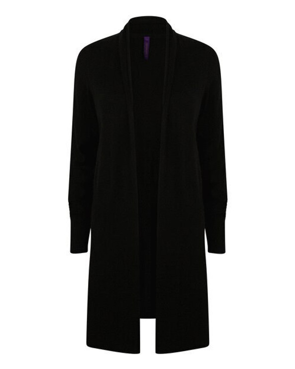 Henbury H719 - Women's Longline Fine Knit Open Cardigan with Ribbed Hems