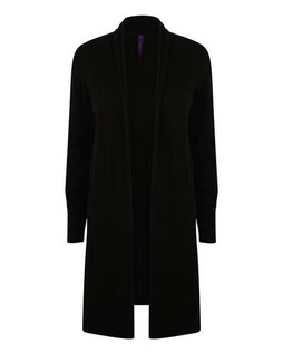 Henbury H719 - Womens Longline Fine Knit Open Cardigan with Ribbed Hems