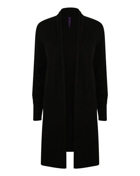 Henbury H719 - Women's Longline Fine Knit Open Cardigan with Ribbed Hems