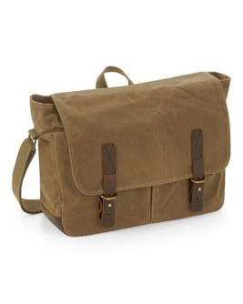 QUADRA BAGS QD653 - Vintage Waxed Canvas Leather Messenger Bag