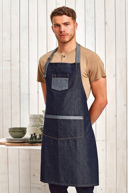 Artisan Collection by Reprime RP127 - Unisex Domain Contrast Denim Bib Apron