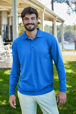 UltraClub 8210LS - Adult Cool & Dry Long-Sleeve Mesh Piqué Polo