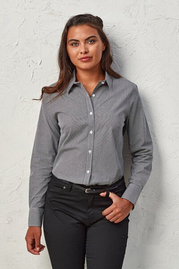Artisan Collection by Reprime RP320 - Ladies Microcheck Gingham Long-Sleeve Cotton Shirt
