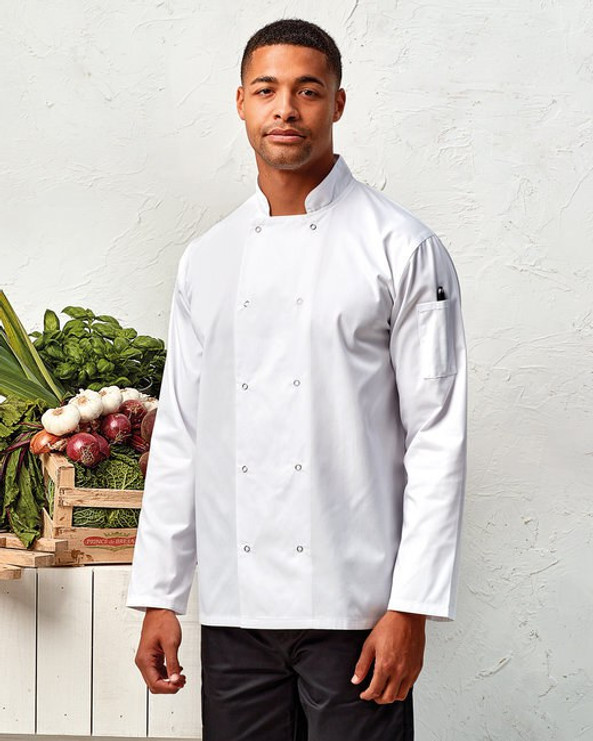 Artisan Collection by Reprime RP665 - Unisex Studded Front Long-Sleeve Chef's Coat
