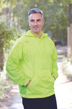 UltraClub 8925 - Adult Quarter-Zip Hooded Pullover Pack-Away Jacket