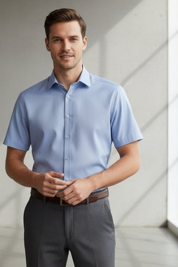 Russell R963M - Mens Long Fit Short Sleeve Herringbone Shirt