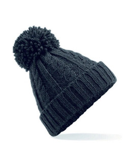Beechfield B480 - Heavyweight Melange Cable Knit Beanie with Pom Pom