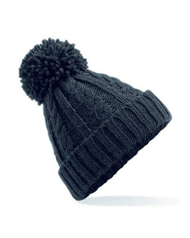 Beechfield B480 - Heavyweight Melange Cable Knit Beanie with Pom Pom