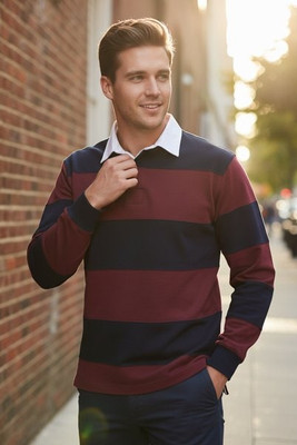 Front row FR008 - Premium Ringspun Cotton Rugby Shirt with Stripes