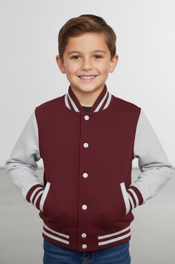 JUST HOODS BY AWDIS JH043J - Premium Kids Varsity Jacket with Contrast Sleeves