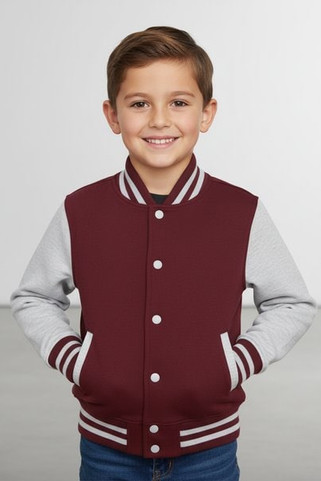 JUST HOODS BY AWDIS JH043J - Premium Kids Varsity Jacket with Contrast Sleeves