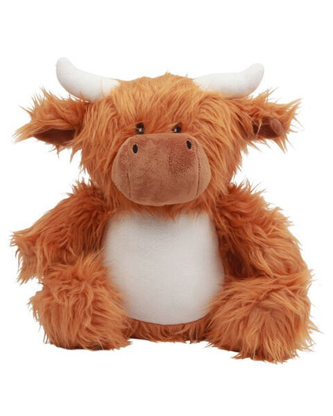 MUMBLES BEARS MM565 - Soft Plush Highland Cow with Embroidery Panel