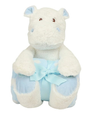 MUMBLES BEARS MM606 - Soft Plush Hippo Toy with Cozy Blanket Set