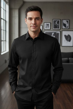 Premier Workwear PR204 - Mens Fitted Long Sleeve Formal Poplin Shirt