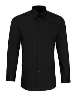 Premier Workwear PR204 - Mens Fitted Long Sleeve Formal Poplin Shirt