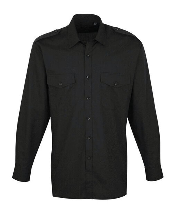 Premier Workwear PR210 - Men's Long Sleeve Pilot Shirt with Epaulettes