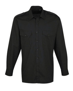 Premier Workwear PR210 - Mens Long Sleeve Pilot Shirt with Epaulettes