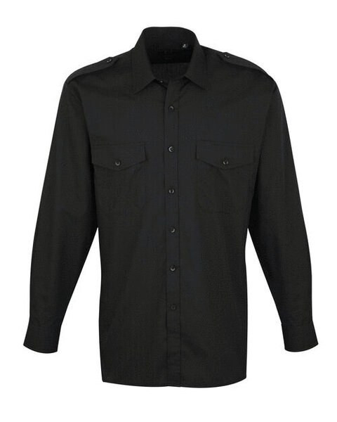 Premier Workwear PR210 - Men's Long Sleeve Pilot Shirt with Epaulettes