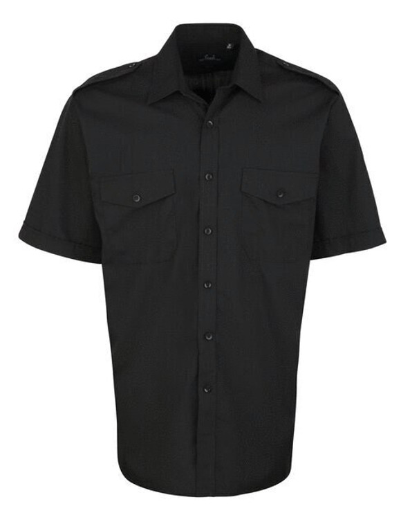 Premier Workwear PR212 - Men's Short Sleeve Pilot Shirt with Epaulettes